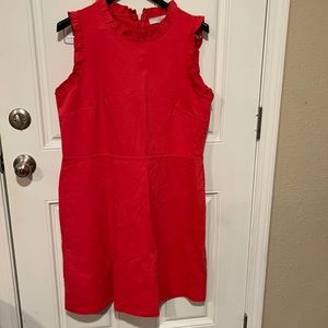 Loft coral dress with ruffles